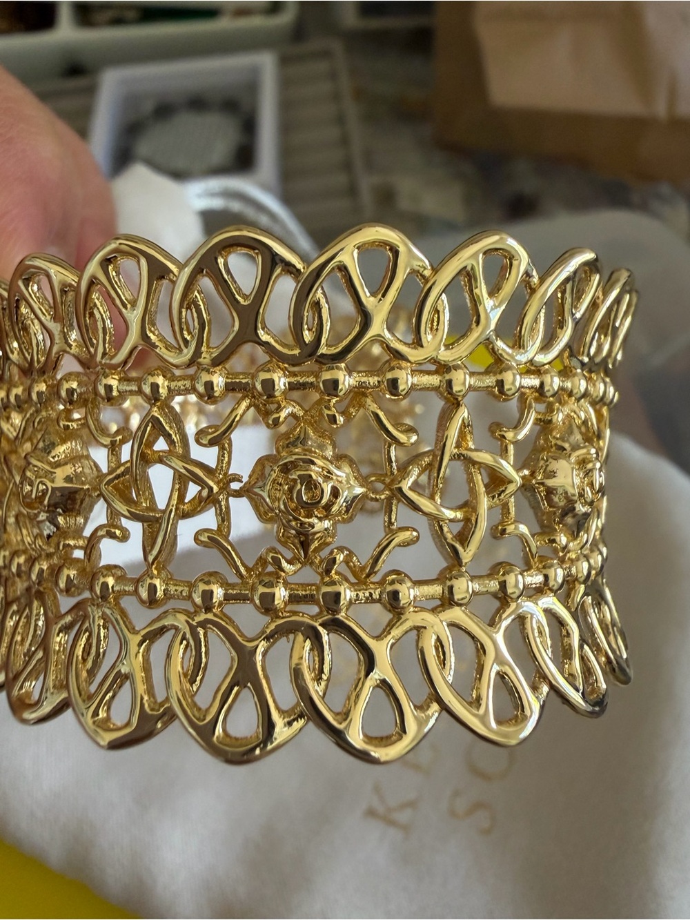Kendra Scott Gold Filigree Rose Cuff Bracelet - Women Jewelry